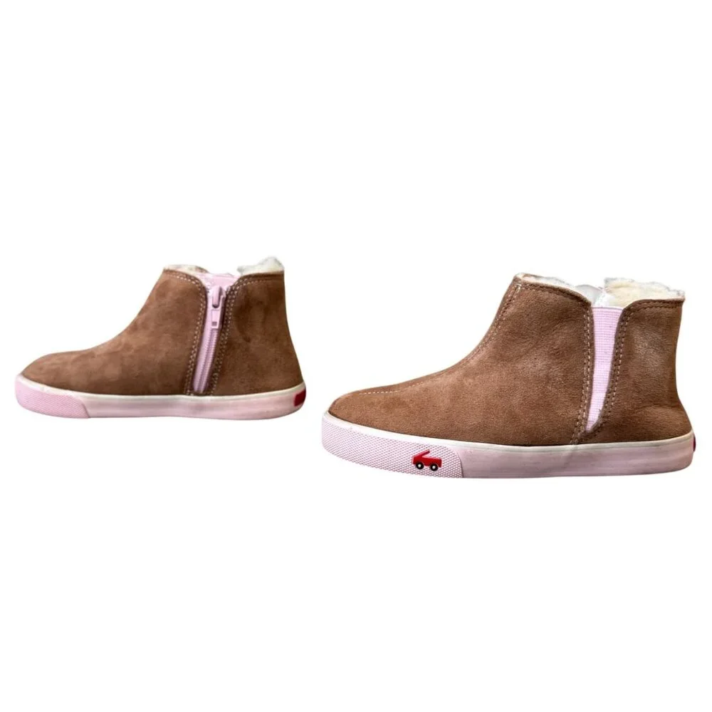 SEE KAI RUN Kassidy Shearling Boots Girls 12 Brown Zip Winter Boot Elastic Sides